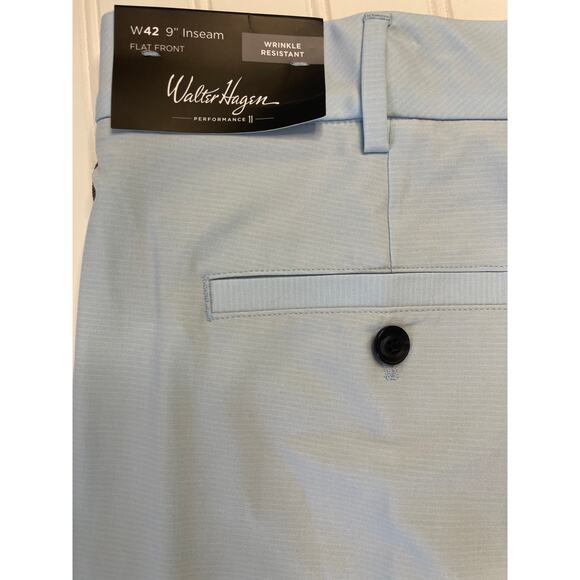 NWT Walter Hagen Blue Micro Stripes Performance Shorts Golf 9" Inseam Mens 42 - Picture 5 of 6